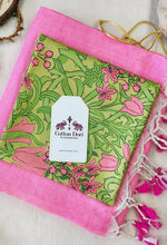 Classic Handloom Cotton Saree - Pink Cotton Saree With Designer Printed Blouse