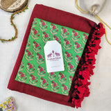Elegant Handloom Cotton Saree – Maroon Cotton Saree with Printed Blouse