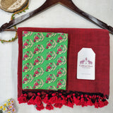 Elegant Handloom Cotton Saree – Maroon Cotton Saree with Printed Blouse