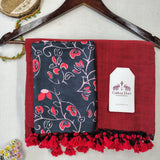 Royal  Handloom Cotton Saree – Dark Maroon Saree with Printed Blouse