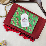 Elegant Handloom Cotton Saree – Maroon Cotton Saree with Printed Blouse