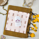 Elegant Handloom Cotton Saree – Yellow Cotton Saree with Printed Blouse