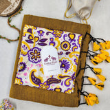 Royal Handloom Cotton Saree – Gold Cotton Saree with Designer Printed Blouse