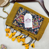 Traditional Handloom Cotton Saree – Gold Cotton Saree with Stylish Designer Blouse
