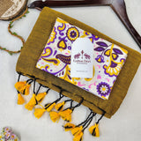Royal Handloom Cotton Saree – Gold Cotton Saree with Designer Printed Blouse