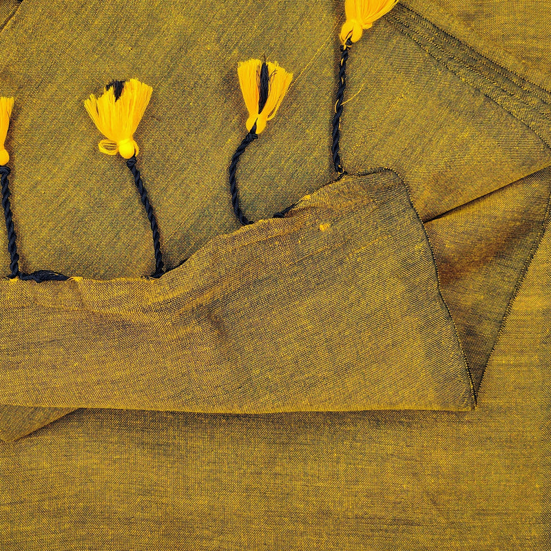 Traditional Handloom Cotton Saree – Gold Cotton Saree with Stylish Designer Blouse