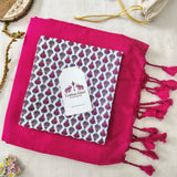 Premium Handloom Cotton Saree – Pink Cotton Saree with Lotus Print Designer Blouse