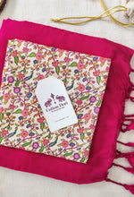 Classic Handloom Cotton Saree – Dark Pink Cotton Saree with Flower Designer Printed Blouse