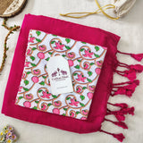 Classic Handloom Cotton Saree – Pink Cotton Saree with Floral Printed Blouse