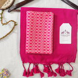 Premium Handloom Cotton Saree – Dark Pink Cotton Saree with Stylish Printed Blouse