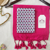 Premium Handloom Cotton Saree – Pink Cotton Saree with Lotus Print Designer Blouse