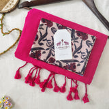 Graceful Handloom Cotton Saree – Dark Pink Cotton Saree with Elegant Designer Blouse