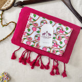 Classic Handloom Cotton Saree – Pink Cotton Saree with Floral Printed Blouse