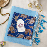 Timeless Handloom Cotton Saree – Sky Blue Cotton Saree with Flower Print Blouse