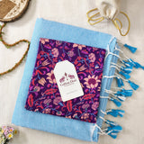 Elegant Handloom Cotton Saree – Sky Blue Cotton Saree with Purple Printed Blouse