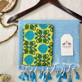 Premium Handloom Cotton Saree – Light Blue Cotton Saree with Designer Print Blouse