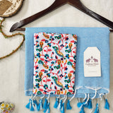 Elegant Handloom Cotton Saree – Sky Blue Cotton Saree with Designer Blouse