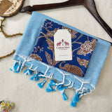 Timeless Handloom Cotton Saree – Sky Blue Cotton Saree with Flower Print Blouse
