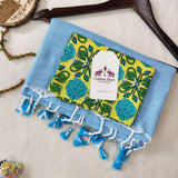 Premium Handloom Cotton Saree – Light Blue Cotton Saree with Designer Print Blouse
