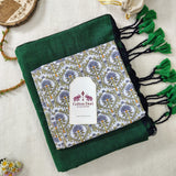 Classic Handloom Cotton Saree – Green Cotton Saree with Designer Printed Blouse