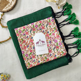 Graceful Handloom Cotton Saree – Green Cotton Saree with Elegant Designer Blouse