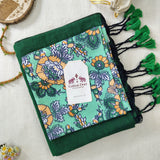 Handloom Cotton Saree – Heritage Green Cotton Saree with Printed Blouse