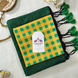 Premium Handloom Cotton Saree – Dark Green Cotton Saree with Designer Print Blouse