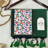 Traditional Handloom Cotton Saree – Dark Green Cotton Saree with Stylish Designer Blouse