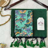 Handloom Cotton Saree – Heritage Green Cotton Saree with Printed Blouse