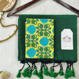 Handloom Cotton Saree – Forest Green Cotton Saree with Blouse