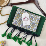 Classic Handloom Cotton Saree – Green Cotton Saree with Designer Printed Blouse