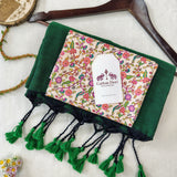 Graceful Handloom Cotton Saree – Green Cotton Saree with Elegant Designer Blouse