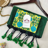 Handloom Cotton Saree – Forest Green Cotton Saree with Blouse