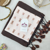 Premium Cotton Handloom Saree – Dark Brown Cotton Saree with Printed Blouse
