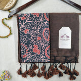 Earthy Handloom Cotton Saree – Brown Cotton Saree with Printed Blouse