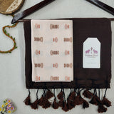 Premium Cotton Handloom Saree – Dark Brown Cotton Saree with Printed Blouse