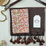 Premium Handloom Cotton Saree – Brown Cotton Saree with Designer Floral Blouse
