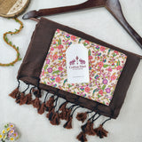 Premium Handloom Cotton Saree – Brown Cotton Saree with Designer Floral Blouse