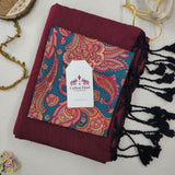 Royal Handloom Cotton Saree –Dark Wine Cotton Saree with  Designer Blouse