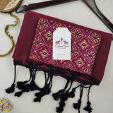 Elegant Handloom Cotton Saree – Deep Wine Cotton Saree with  Designer Printed Blouse