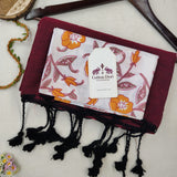 Elegant Handloom Cotton Saree – Wine Maroon Saree with Black Paisley Designer Blouse