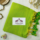 Pure Handloom Cotton Saree – Traditional Green Cotton Saree with Designer Blouse