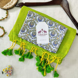 Pure Handloom Cotton Saree – Traditional Green Cotton Saree with Designer Blouse