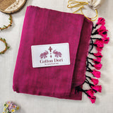 Premium Handloom Cotton - Classic Rani Pink Saree with Patola PrintedBlouse