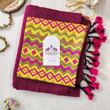 Premium Handloom Cotton - Classic Rani Pink Saree with Patola PrintedBlouse