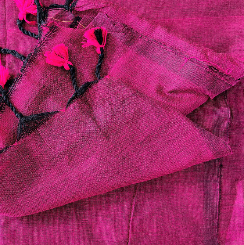 Premium Handloom Cotton - Classic Rani Pink Saree with Patola PrintedBlouse