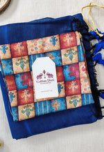 Classic Blue Handloom Cotton Saree – Soft Cotton with Designer Blouse