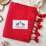 Classic Handloom Cotton Saree – Red Cotton Saree with Designer Printed Blouse