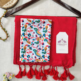 Elegant Handloom Cotton Saree – Red Cotton Saree with Designer Blouse