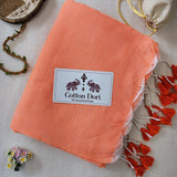 Graceful Handloom Cotton Saree – Soft Peach Cotton Saree with Multi Flower Printed Blouse